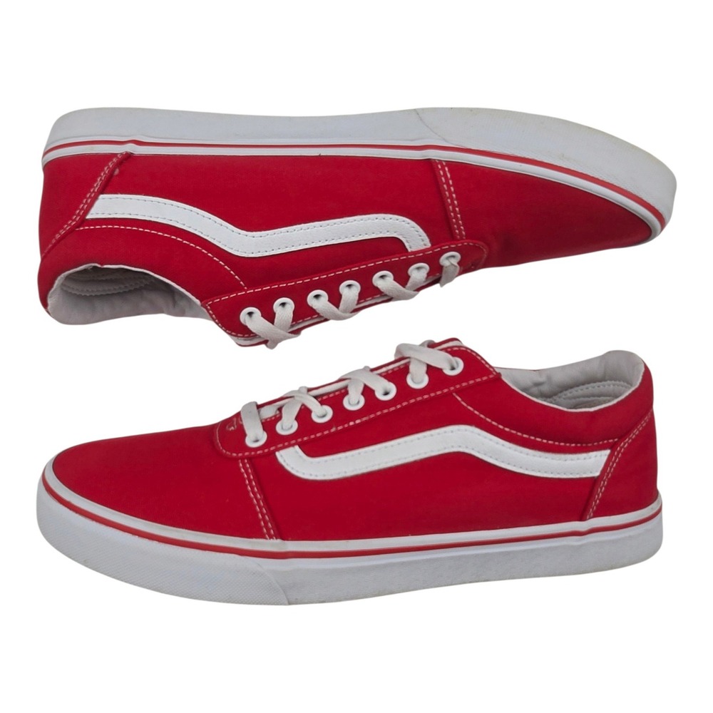 Vans Ward Sneakers Sz 13 Red Canvas Low Top Skate Shoes EUC 500714